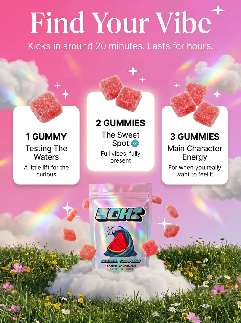 Find your vibe dosing guide: one, two or three SOHI gummies