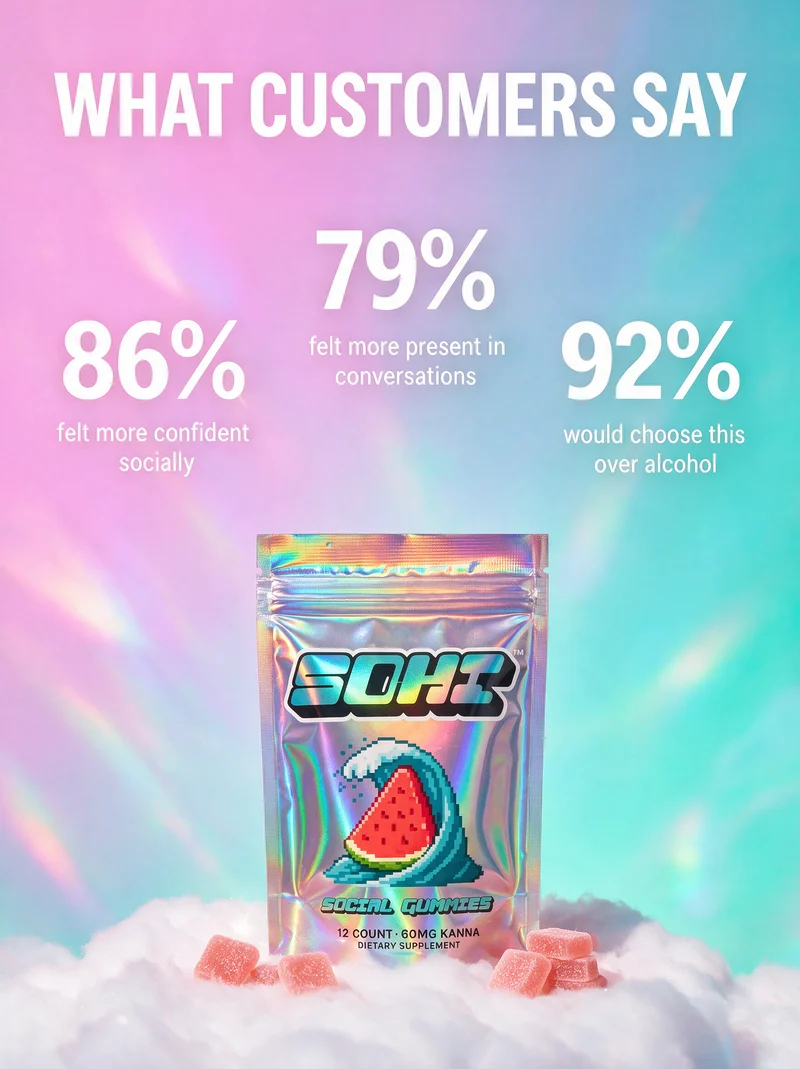 What SOHI customers say: 86% felt more confident socially, 92% would choose it over alcohol
